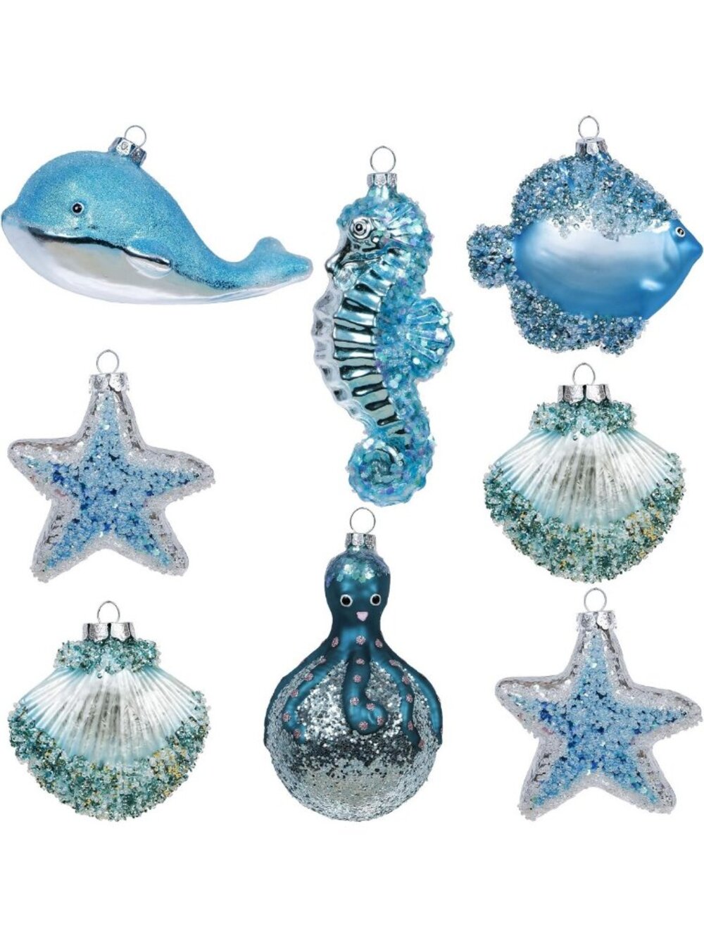 8ct Glass Summer Ornaments - Festive Christmas in July Decorations